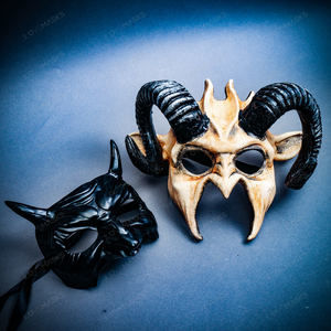 Black Devil Scary Stone Texture Demon Halloween Masquerade Party Couple Mask